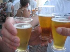 a toast with glasses of beer